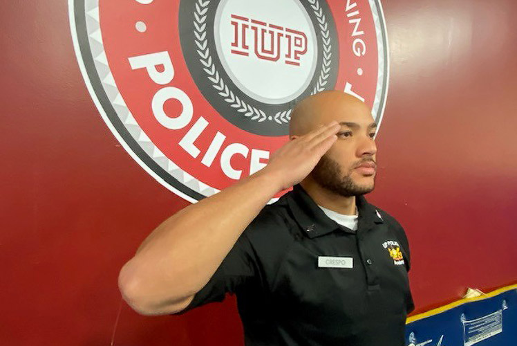 At IUP, Austin Crespo recently graduated from the police academy. A former Marine and a Penn State criminology graduate, Crespo said law enforcement is his way of continuing to serve.