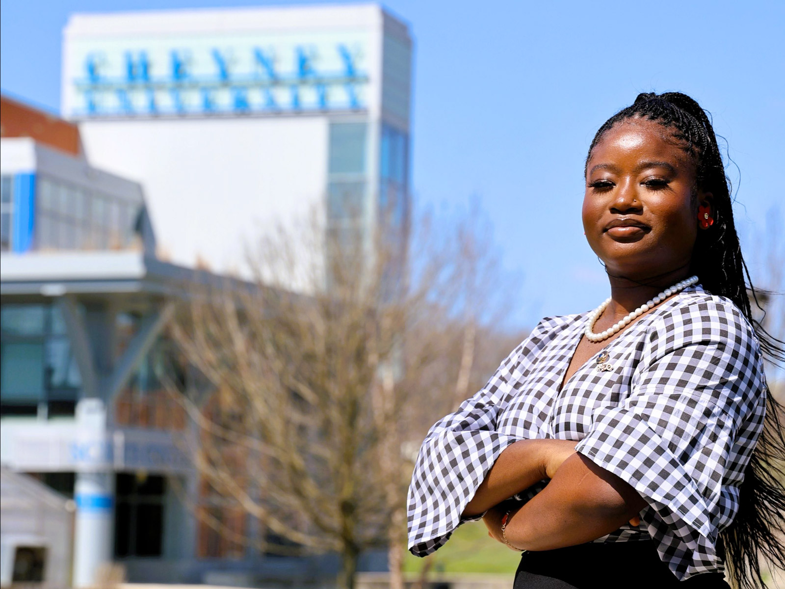 Ali-Zaidi award winner Rukayat Sulaiman on campus at Cheyney University