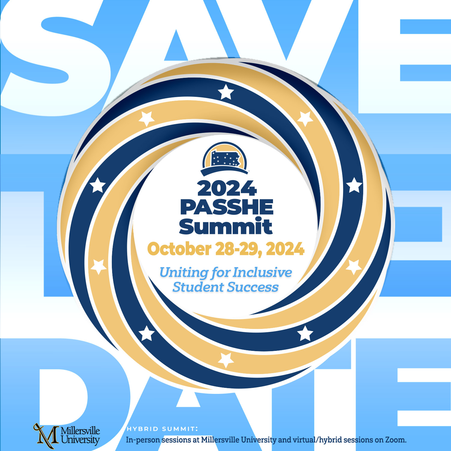 2024 PASSHE Summit Save the Date Banner for social media, 1500 x 1500 pixels
