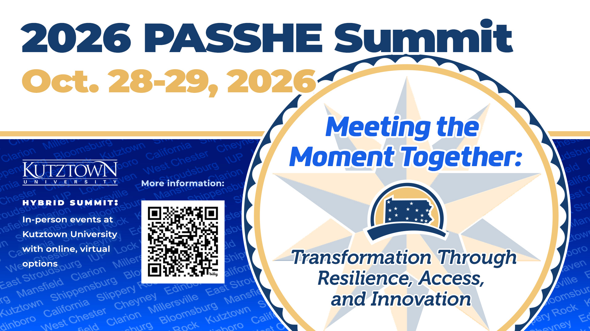 2026 PASSHE Summit Video Screen Banner with QR code