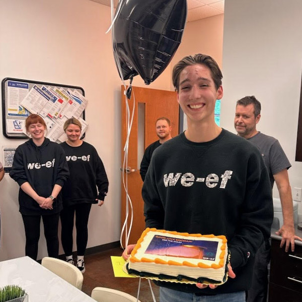 Brendan King celebrating on his last day with WE-EF Lighting.