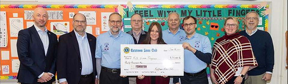 Representatives from the Kutztown Lions Club visited KU’s campus for a check presentation