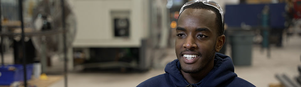 Moses Kimotho is getting the hands-on experience to succeed with Burnside America in Franklin County, the leading manufacturer of custom hydraulic cylinders. 